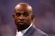 INDIANAPOLIS, IN - FEBRUARY 05: Deion Sanders of the NFL Network watches warmups on the field before the New England Patriots take on the New York Giants in Super Bowl XLVI at Lucas Oil Stadium on February 5, 2012 in Indianapolis, Indiana. (Photo by Elsa/Getty Images)