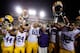 BATON ROUGE, LA - SEPTEMBER 21: Head coach Les Miles of the LSU Tigers celebrates with his team after defeating the Auburn Tigers 35-21 at Tiger Stadium on September 21, 2013 in Baton Rouge, Louisiana. (Photo by Chris Graythen/Getty Images)