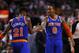 BOSTON, MA - MAY 3: Iman Shumpert #21 and J.R. Smith #8 of the New York Knicks react during a time out in the 4th quarter as they defeat the Celtics 88-80 in Game Six of the Eastern Conference Quarterfinals of the 2013 NBA Playoffs on May 3, 2013 at TD Garden in Boston, Massachusetts. NOTE TO USER: User expressly acknowledges and agrees that, by downloading and or using this photograph, User is consenting to the terms and conditions of the Getty Images License Agreement. (Photo by Jim Rogash/Getty Images)