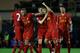 HYDE, ENGLAND - SEPTEMBER 23: Adam Morgan of Liverpool U21 celebrates after scoring the first goal during the Barclays U21s Premier League match between Manchester City U21 and Liverpool U21 at Ewen Fields on September 23, 2013 in Hyde, England. (Photo by Clive Brunskill/Getty Images)