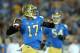 PASADENA, CA - SEPTEMBER 21: Quarterback Brett Hundley #17 the UCLA Bruins throws a pass against the New Mexico State Aggies at the Rose Bowl on September 21, 2013 in Pasadena, California. (Photo by Stephen Dunn/Getty Images)