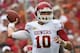 DALLAS, TX - OCTOBER 12: Blake Bell #10 of the Oklahoma Sooners looks for an open receiver in the first quarter against the Texas Longhorns at the Cotton Bowl on October 12, 2013 in Dallas, Texas. (Photo by Tom Pennington/Getty Images)