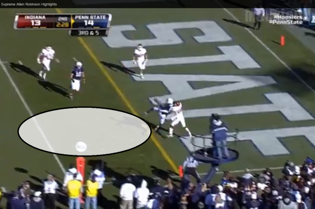 It happened on the other side tonight, but Robinson has done this before. (Graphics/Screen grab: Adam Biggers)