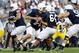 Oct 12, 2013; University Park, PA, USA; Penn State Nittany Lions quarterback Christian Hackenberg (14) drops back in the pocket during the second quarter against the Michigan Wolverines at Beaver Stadium. Mandatory Credit: Matthew O'Haren-USA TODAY Sports