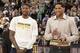 Indiana Pacers franchise players present and past: Paul George (L) and Danny Granger.