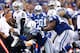 INDIANAPOLIS, IN - SEPTEMBER 08: Terrelle Pryor #2 of the Oakland Raiders is hit as he runs out of bounds by Robert Mathis #98 of the Indianapolis Colts in the second half of action at Lucas Oil Stadium on September 8, 2013 Indianapolis,Indiana. Indianapolis defeated Oakland 21-17. (Photo by Michael Hickey/Getty Images)