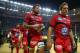 PARIS, FRANCE - JUNE 01: Jonny Wilkinson (R) the captain of Toulon dejectedly leads his side to collect the runners up medals after defeat in the Top 14 Final match between Castres Olympique and Toulon at the Stade de France on June 1, 2013 in Paris, France. (Photo by Michael Steele/Getty Images)