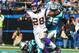 CHARLOTTE, NC - OCTOBER 30: Running back Adrian Peterson #28 of the Minnesota Vikings runs for a nine yard touchdown in the third quarter against the Carolina Panthers October 30, 2011 at Bank of America Stadium in Charlotte, North Carolina. The Vikings won 24 - 21. (Photo by Al Messerschmidt/Getty Images)