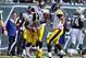 Oct 13, 2013; East Rutherford, NJ, USA; Pittsburgh Steelers free safety Ryan Clark (25) celebrates an interception with teammates during the second half against the New York Jets at MetLife Stadium. The Steelers won the game 19-6. Mandatory Credit: Joe Camporeale-USA TODAY Sports