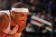 NEW YORK, NY - JANUARY 11: Carmelo Anthony #7 of the New York Knicks awaits a foul shot in a game against the Chicago Bulls on January 11, 2013 at Madison Square Garden in New York City. NOTE TO USER: User expressly acknowledges and agrees that, by downloading and or using this photograph, User is consenting to the terms and conditions of the Getty Images License Agreement. Mandatory Copyright Notice: Copyright 2013 NBAE (Photo by Nathaniel S. Butler/NBAE via Getty Images)