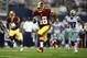 Oct 13, 2013; Arlington, TX, USA; Washington Redskins running back Alfred Morris (46) runs for a touchdown in the third quarter of the game against the Dallas Cowboys at AT&T Stadium. Mandatory Credit: Tim Heitman-USA TODAY Sports