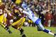 Dec 30, 2012; Landover, MD, USA; Washington Redskins wide receiver Pierre Garcon (88) is tackled by Dallas Cowboys cornerback Morris Claiborne (24) during the second half at FedEX Field. The Redskins won 28 - 18. Mandatory Credit: Brad Mills-USA Today Sports