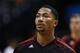 INDIANAPOLIS, IN - OCTOBER 05: Derrick Rose #1 of the Chicago Bulls seen before action against the Indiana Pacers on October 5, 2013 at Bankers Life Fieldhouse in Indianapolis, Indiana. Chicago defeated Indiana 82-76. NOTE TO USER: User expressly acknowledges and agrees that, by downloading and or using this Photograph, user is consenting to the terms and conditions of the Getty Images License Agreement. (Photo by Michael Hickey/Getty Images)