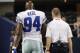 Oct 13, 2013; Arlington, TX, USA; Dallas Cowboys defensive end DeMarcus Ware (94) leaves the field in the second quarter of the game against the Washington Redskins at AT&T Stadium. Mandatory Credit: Tim Heitman-USA TODAY Sports
