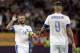 ATHENS, GREECE - OCTOBER 11: Dimitris Salpigidis and Kostas Mirtoglou of Greece in action during the FIFA 2014 World Cup Qualifying Group G match between Greece and Slovakia at the Georgios Karaiskakis stadium on October 11 , 2013 in Pireaus , Greece. (Photo by Milos Bicanski /Getty Images)