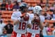 January 27, 2013; Honolulu, HI, USA; AFC quarterback Peyton Manning of the Denver Broncos (18) and AFC quarterback Andrew Luck of the Indianapolis Colts (12) pass the ball during warm ups before the 2013 Pro Bowl against the NFC at Aloha Stadium. Mandatory Credit: Kyle Terada-USA TODAY Sports