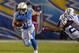 Oct 14, 2013; San Diego, CA, USA; San Diego Chargers running back Danny Woodhead (39) attempts to elude Indianapolis Colts safety Antoine Bethea (41) at Qualcomm Stadium. Mandatory Credit: Kirby Lee-USA TODAY Sports