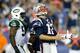 FOXBORO, MA - SEPTEMBER 12: Quarterback Tom Brady #12 of the New England Patriots reacts after an incomplete pass in the second quarter while taking on the New York Jets at Gillette Stadium on September 12, 2013 in Foxboro, Massachusetts. (Photo by Jim Rogash/Getty Images)