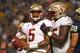 PITTSBURGH, PA - SEPTEMBER 02: Jameis Winston #5 of the Florida State Seminoles celebrates after rushing for a five yard touchdown in the first half against the Pittsburgh Panthers during the game on September 2, 2013 at Heinz Field in Pittsburgh, Pennsylvania. (Photo by Justin K. Aller/Getty Images)