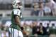 Oct 13, 2013; East Rutherford, NJ, USA; New York Jets quarterback Geno Smith (7) warms up before the first half prior to facing the Pittsburgh Steelers at MetLife Stadium. Mandatory Credit: Joe Camporeale-USA TODAY Sports