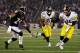 BALTIMORE, MD - DECEMBER 02: Running back Jonathan Dwyer #27 of the Pittsburgh Steelers rushes for a touchdown as quarterback Charlie Batch #16 moves in to block cornerback Cary Williams #29 of the Baltimore Ravens during the third quarter of the Steelers 23-20 win at M&T Bank Stadium on December 2, 2012 in Baltimore, Maryland. (Photo by Rob Carr/Getty Images)
