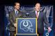 INDIANAPOLIS, IN - MARCH 07: Peyton Manning (L) and Indianapolis Colts owner Jim Irsay attend a press conference announcing that the Colts will release of Manning at Indiana Farm Bureau Football Center on March 7, 2012 in Indianapolis, Indiana. (Photo by Joey Foley/Getty Images)