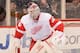 GLENDALE, AZ - MARCH 25: Jonas Gustavsson #50 of the Detroit Red Wings gets ready to make a save against the Phoenix Coyotes at Jobing.com Arena on March 25, 2013 in Glendale, Arizona. (Photo by Norm Hall/NHLI via Getty Images)