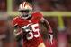 Oct 6, 2013; San Francisco, CA, USA; San Francisco 49ers tight end Vernon Davis (85) runs for a touchdown after catching a pass against the Houston Texans in the fourth quarter at Candlestick Park. The 49ers defeated the Texans 34-3. Mandatory Credit: Cary Edmondson-USA TODAY Sports