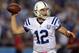 Oct 14, 2013; San Diego, CA, USA; Indianapolis Colts quarterback Andrew Luck (12) throws a pass against the San Diego Chargers at Qualcomm Stadium. Mandatory Credit: Kirby Lee-USA TODAY Sports