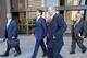 DALLAS, TX - SEPTEMBER 30: Mark Cuban (2nd L) leaves the Earle Cabell Federal Building and Courthouse with his attorney Stephen Best (C) on September 30, 2013 in Dallas, Texas. Cuban was expected to testify in the government's insider-trading case against him. (Photo by Stewart F. House/Getty Images)