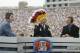 TALLAHASSEE, FL - OCTOBER 26: ESPN College GameDay announcer Lee Corso dons an FSU headress as co-announcers (l to r) Chris Fowler and Kirk Herbstreit comment during the NCAA football game between Notre Dame and Florida State at Doak Campbell Stadium on October 26, 2002 in Tallahassee, Florida. The Notre Dame Fighting Irish defeated the Florida State Seminoles 34-24. (Photo by Craig Jones/Getty Images)