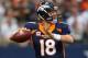 ARLINGTON, TX - OCTOBER 06: Peyton Manning #18 of the Denver Broncos throws against the Dallas Cowboys in the first quarter at AT&T Stadium on October 6, 2013 in Arlington, Texas. (Photo by Ronald Martinez/Getty Images)