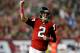 ATLANTA, GA - OCTOBER 07: Quarterback Matt Ryan #2 of the Atlanta Falcons celebrates a third quarter touchdown by running back Jacquizz Rodgers #32 against the New York Jets during their game at the Georgia Dome on October 7, 2013 in Atlanta, Georgia. (Photo by Kevin C. Cox/Getty Images)