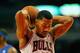 CHICAGO, IL - OCTOBER 16: Derrick Rose #1 of the Chicago Bulls prepares to shoot a free throw against the Detroit Pistons during a preseason game at the United Center on October 16, 2013 in Chicago, Illinois. The Bulls defeated the Pistons 96-81. NOTE TO USER: User expressly acknowledges and agrees that, by downloading and or using this photograph, User is consenting to the terms and conditions of the Getty Images License Agreement. (Photo by Jonathan Daniel/Getty Images)