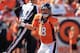 DENVER, CO - OCTOBER 13: Quarterback Peyton Manning #18 of the Denver Bronco reacts after a play against the Jacksonville Jaguars at Sports Authority Field at Mile High on October 13, 2013 in Denver, Colorado. The Broncos defeated the Jaguars 35-19. (Photo by Doug Pensinger/Getty Images)