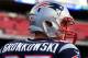FOXBORO, MA - NOVEMBER 18: Rob Gronkowski #87 of the New England Patriots watches on before a game against the Indianapolis Colts at Gillette Stadium on November 18, 2012 in Foxboro, Massachusetts. (Photo by Jim Rogash/Getty Images)