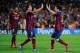 BARCELONA, SPAIN - SEPTEMBER 18: Lionel Messi (R) of FC Barcelona celebrates with his team-mate Xavi Hernandez after scoring his team's fourth goal during the UEFA Champions League Group H match between FC Barcelona and Ajax Amsterdam ag the Camp Nou stadium on September 18, 2013 in Barcelona, Spain. (Photo by David Ramos/Getty Images)