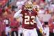 Dec 04, 2011; Landover, MD, USA; Washington Redskins cornerback DeAngelo Hall (23) celebrates making a play during the third quarter against the New York Jets at FedEx Field. the Jets defeated the Redskins 34-19. Mandatory Credit: Howard Smith-USA TODAY Sports