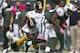 EAST RUTHERFORD, NJ - OCTOBER 13: Running Back Bilal Powell #29 of the New york Jets runs the ball and is tackled by defensive back William Gay #22 of the Pittsburgh Steelers on October 13, 2013 at MetLife Stadium in East Rutherford, New Jersey. (Photo by Mitchell Leff/Getty Images)