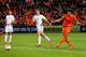 AMSTERDAM, NETHERLANDS - OCTOBER 11: Robin van Persie of Holland scores their fifth goal during the FIFA 2014 World Cup Qualifing match between Holland and Hungary at Amsterdam Arena on October 11, 2013 in Amsterdam, Netherlands. (Photo by Scott Heavey/Getty Images)