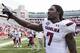 FAYETTEVILLE, AR - OCTOBER 12: Jadeveon Clowney #7 of the South Carolina Gamecocks raises a finger to the fans after a game against the Arkansas Razorbacks at Razorback Stadium on October 12, 2013 in Fayetteville, Arkansas. The Gamecocks defeated the Razorbacks 52-7. (Photo by Wesley Hitt/Getty Images)
