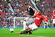 MANCHESTER, ENGLAND - OCTOBER 19: Jay Rodriguez of Southampton is tackled by Robin Van Persie of Manchester United during the Barclays Premier League match between Manchester United and Southampton at Old Trafford on October 19, 2013 in Manchester, England. (Photo by Shaun Botterill/Getty Images)