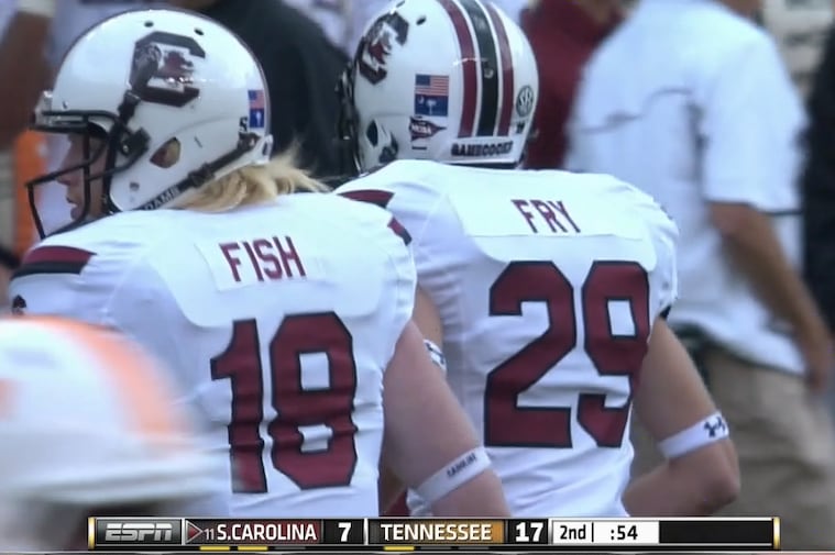 South Carolina Teammates Combine for Quirky Moment
