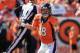 DENVER, CO - OCTOBER 13: Quarterback Peyton Manning #18 of the Denver Bronco reacts after a play against the Jacksonville Jaguars at Sports Authority Field at Mile High on October 13, 2013 in Denver, Colorado. The Broncos defeated the Jaguars 35-19. (Photo by Doug Pensinger/Getty Images)