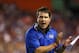 Oct 5, 2013; Gainesville, FL, USA; Florida Gators head coach Will Muschamp reacts after a Florida touchdown during the second half of the game against the Arkansas Razorbacks at Ben Hill Griffin Stadium. Florida defeated Arkansas 30-10. Mandatory Credit: Rob Foldy-USA TODAY Sports