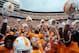 Oct 19, 2013; Knoxville, TN, USA; Members of the Tennessee Volunteers football team celebrate with fans after defeating the South Carolina Gamecocks at Neyland Stadium. Tennessee won 23 to 21. Mandatory Credit: Randy Sartin-USA TODAY Sports