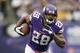 Oct 13, 2013; Minneapolis, MN, USA; Minnesota Vikings running back Adrian Peterson (28) catches a pass against the Carolina Panthers in the second quarter at Mall of America Field at H.H.H. Metrodome. Mandatory Credit: Bruce Kluckhohn-USA TODAY Sports