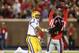Oct 19, 2013; Oxford, MS, USA; Mississippi Rebels defensive back Charles Sawyer (3) makes an interception against LSU Tigers wide receiver Odell Beckham (3) during the game at Vaught-Hemingway Stadium. Mandatory Credit: Spruce Derden-USA TODAY Sports