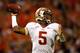 CLEMSON, SC - OCTOBER 19: Jameis Winston #5 of the Florida State Seminoles passes during the game against the Clemson Tigers at Memorial Stadium on October 19, 2013 in Clemson, South Carolina. (Photo by Tyler Smith/Getty Images)