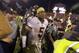 Oct 19, 2013; Clemson, SC, USA;Florida State Seminoles quarterback Jameis Winston (5) celebrates with teammates following against the Clemson Tigers the game at Clemson Memorial Stadium. Seminoles won 51-14. Mandatory Credit: Joshua S. Kelly-USA TODAY Sports